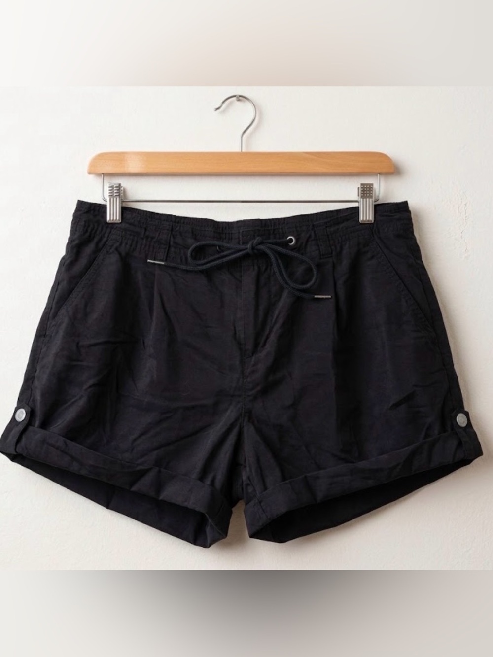 Calvin Klein Jeans Black Drawstring Rolled-Hem Athletic Shorts